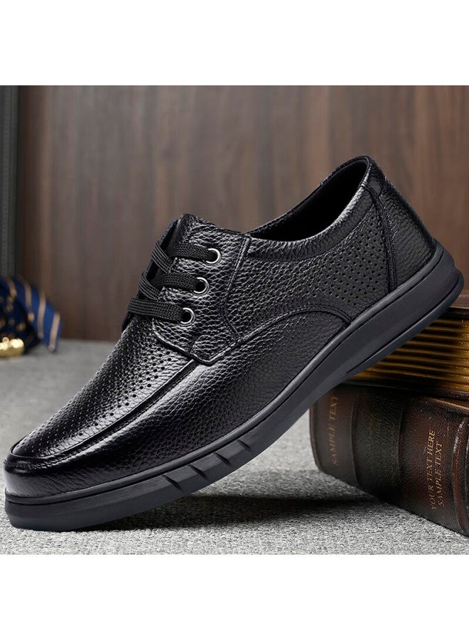 Egchi Men'S Business Casual Leather Shoes Hollow Breathable Round Toe Shoes J6627-2 Hollow 44 - Image 1