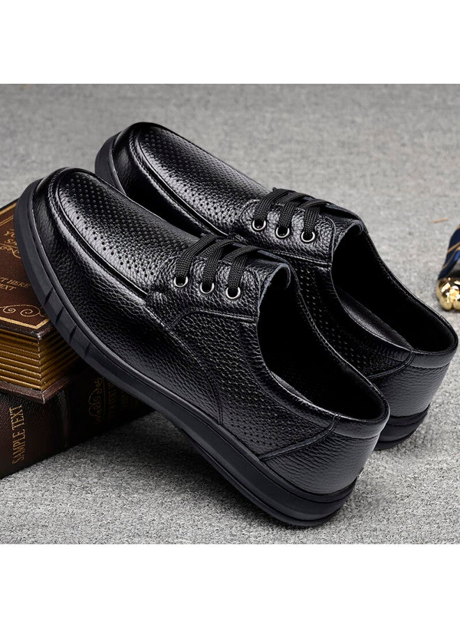 Egchi Men'S Business Casual Leather Shoes Hollow Breathable Round Toe Shoes J6627-2 Hollow 44 - Image 2