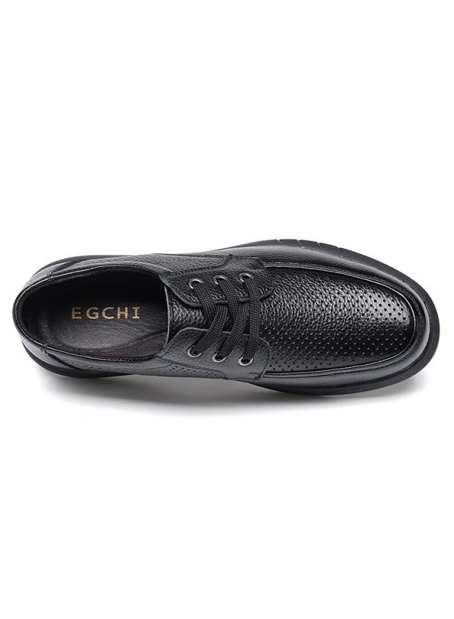 Egchi Men'S Business Casual Leather Shoes Hollow Breathable Round Toe Shoes J6627-2 Hollow 44 - Image 4