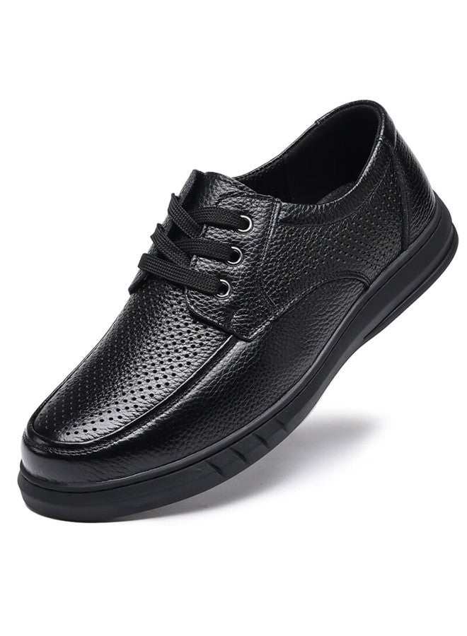 Egchi Men'S Business Casual Leather Shoes Hollow Breathable Round Toe Shoes J6627-2 Hollow 44 - Image 3