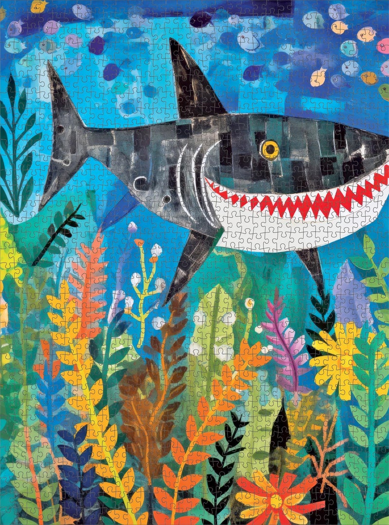 Cross & Glory - Beneath The Waves: Shark's Colorful Realm - 1000 Piece Jigsaw Puzzle for Adults & Kids 12+ | Vibrant Oceanic Art | Satin Finish | 20x27 Inches - Image 5