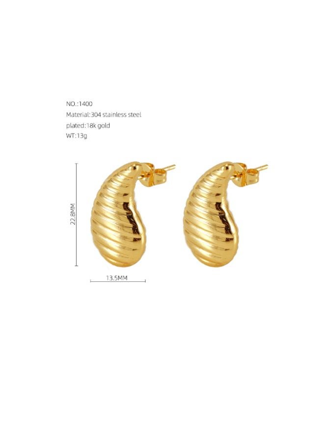 Andaazs Women’s Water Drop Stud Earrings – 18K Gold-Plated Stainless Steel with Sleek Teardrop Design – Minimalist Waterproof Jewelry - Image 3
