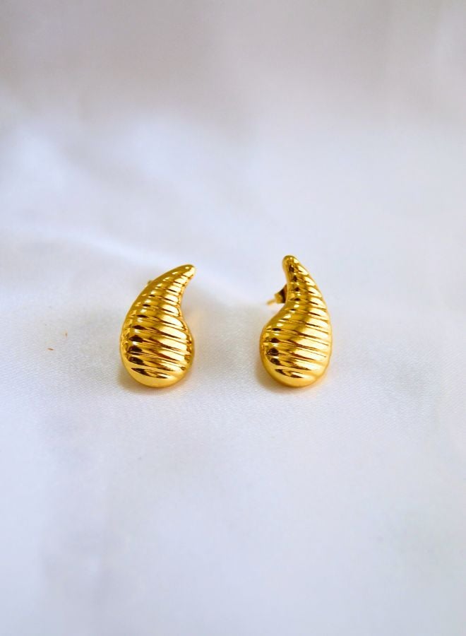 Andaazs Women’s Water Drop Stud Earrings – 18K Gold-Plated Stainless Steel with Sleek Teardrop Design – Minimalist Waterproof Jewelry - Image 2