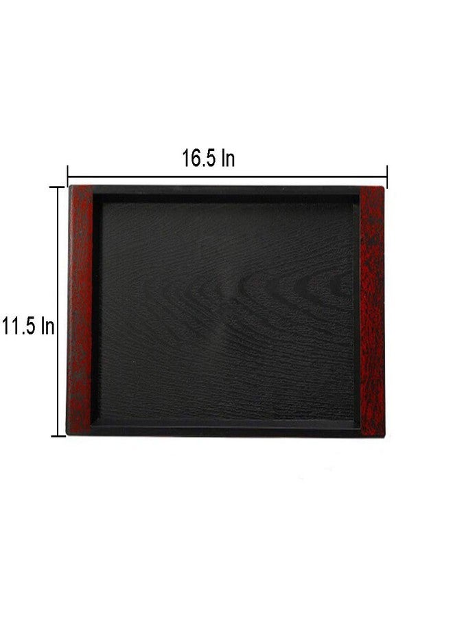 DEVILMAYCARE Melamine Serving Tray Large Rectangle - 16.5'' x 11.5'' Wood Grain Black Plastic Plate or Platter for Parties, Dinner, Thanksgiving, BBQ & Baking - Image 2