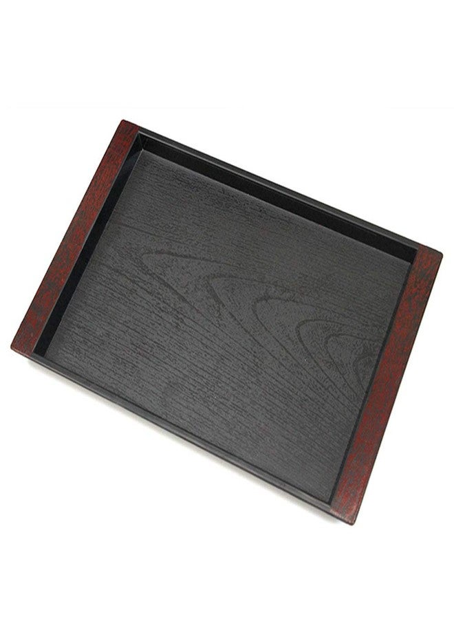DEVILMAYCARE Melamine Serving Tray Large Rectangle - 16.5'' x 11.5'' Wood Grain Black Plastic Plate or Platter for Parties, Dinner, Thanksgiving, BBQ & Baking - Image 1