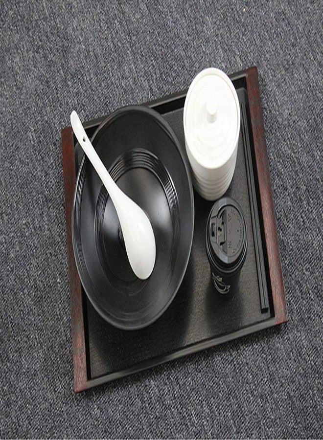 DEVILMAYCARE Melamine Serving Tray Large Rectangle - 16.5'' x 11.5'' Wood Grain Black Plastic Plate or Platter for Parties, Dinner, Thanksgiving, BBQ & Baking - Image 3