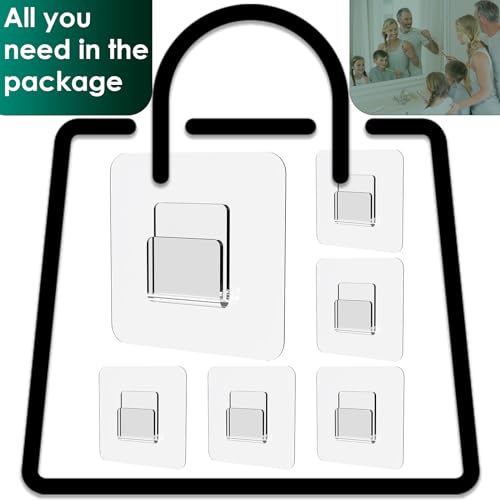 Jovware Adhesive Shower Caddy Replacement Sticker - Flat Hooks for Bathroom Organizer and Kitchen - Transparent Strong Hooks - 6 Pack - Image 4