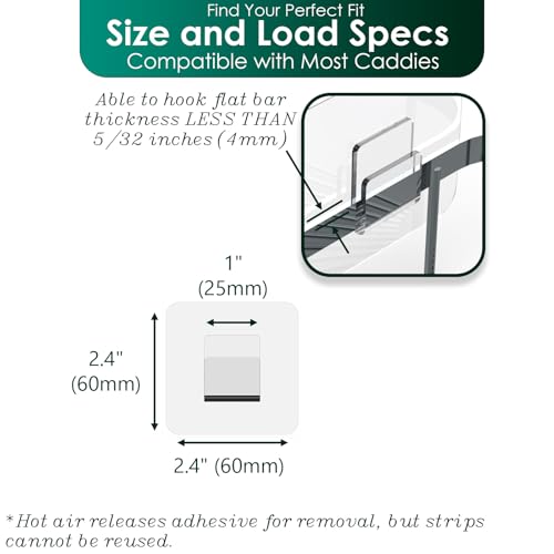 Jovware Adhesive Shower Caddy Replacement Sticker - Flat Hooks for Bathroom Organizer and Kitchen - Transparent Strong Hooks - 6 Pack - Image 5