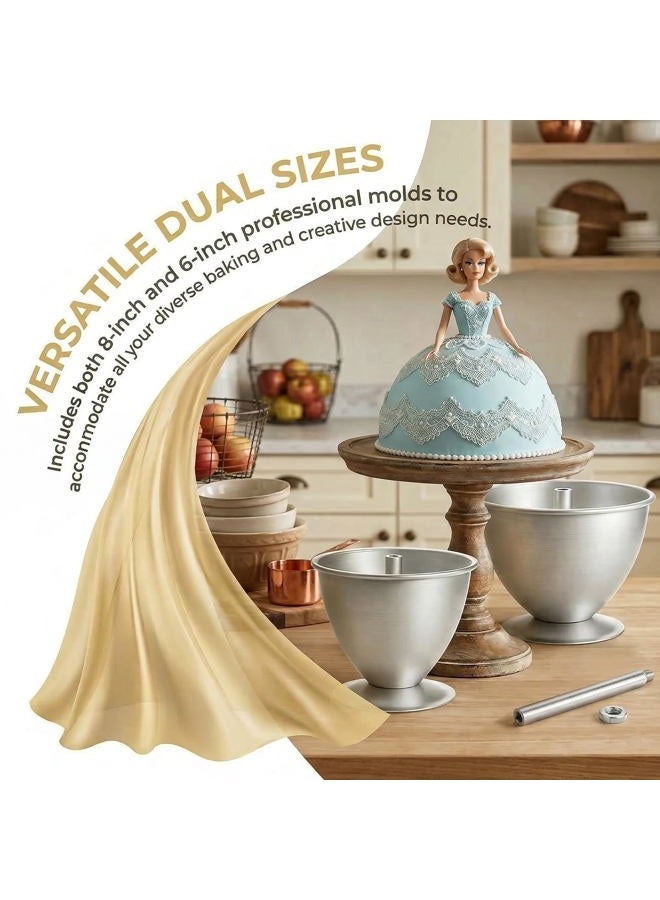 Cedilis 2 Pack Doll Cake Mold, 8 Inch and 6 Inch Princess Skirt Cake Pan, Non Stick Wonder Pan, Easy to Clean - Image 4