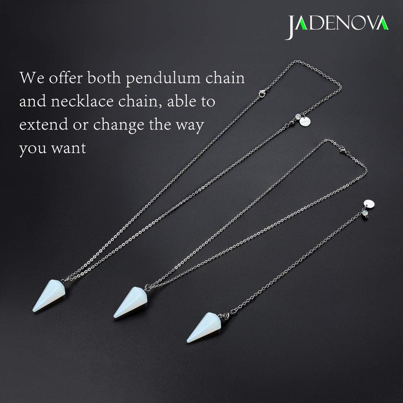 JADENOVA Pendulum Crystal Natural Amethyst Healing Pendant Necklace for Women Divination Dowsing (Crystal with 2 chains), Gemstone, synthetic opalite - Image 3