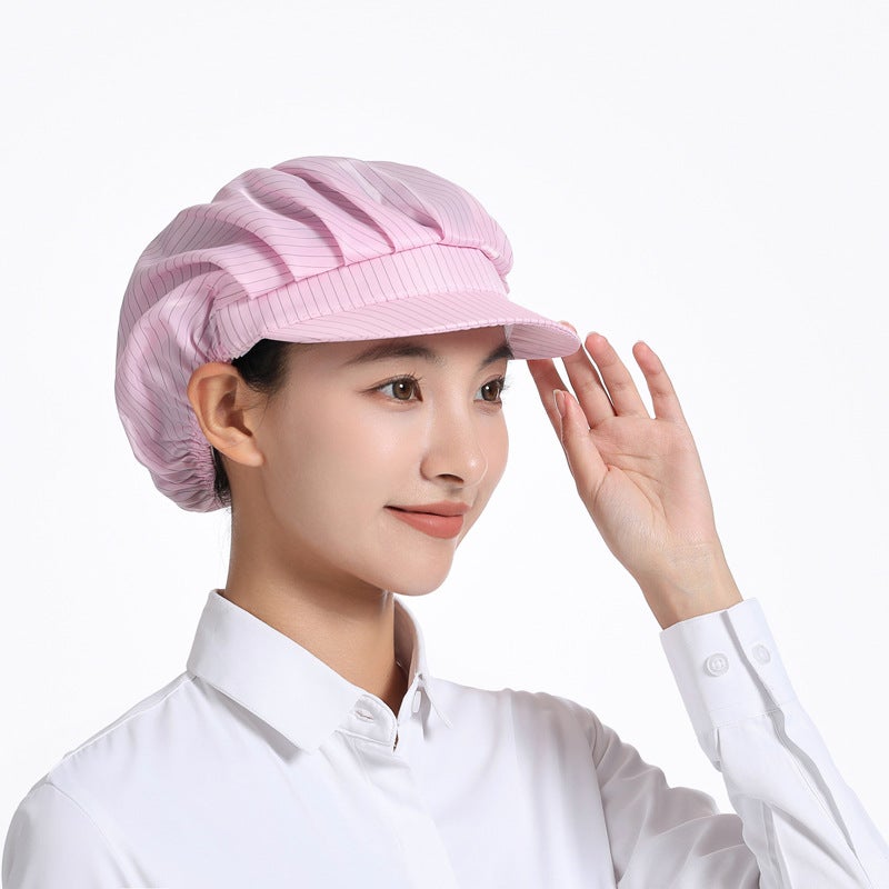 Antistatic Dustproof Work Hat for Women Pink full cloth anti-static 