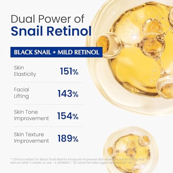 Dr. G Black Snail Retinol Ampoule - Korean Skincare with Snail Mucin - Advanced Retinol Face Ampoule for Glowing Skin - Anti Aging - Pore Minimizer for Fine Lines & Even Skin Tone Support - 1.69 fl oz - Image 3