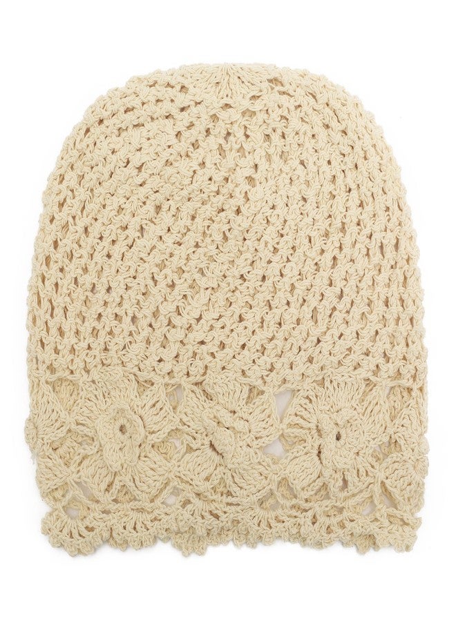 ZLYC قبعات ZLYC الصيفية المحبوكة للنساء، قبعة كروشيه يدوية الصنع (زهور بيج) - Image 4