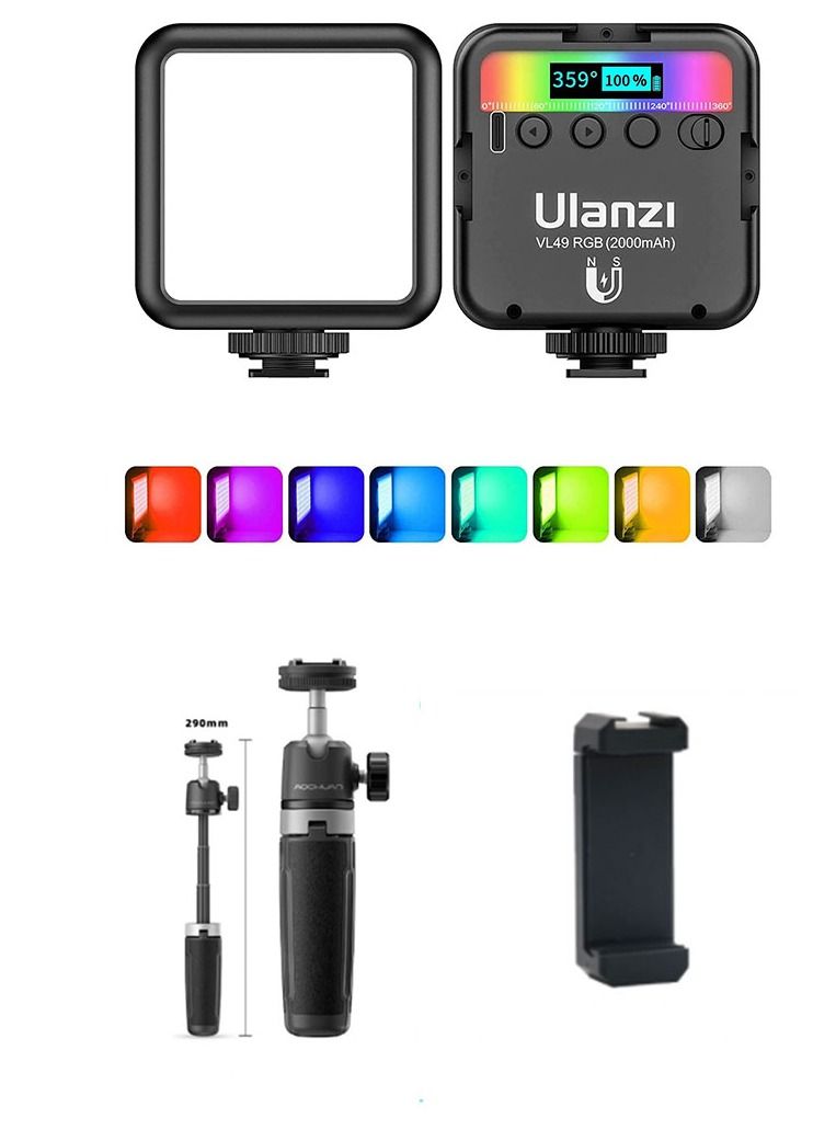 Ulanzi 3 in 1 Portable Set Mini Fill Light LED Panel VL49 Magnetic Attraction For Selfie Video Tiktok Vlog Live Broadcast Youtuber Product Shooting Picture - Image 1