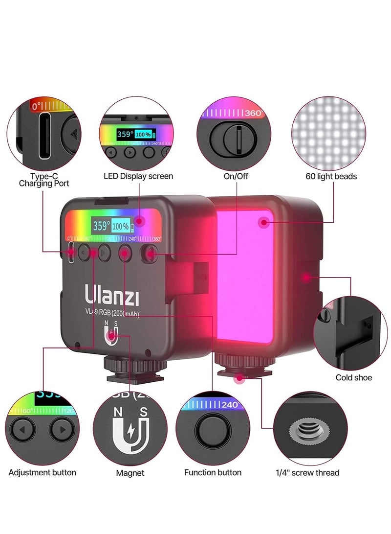 Ulanzi 3 in 1 Portable Set Mini Fill Light LED Panel VL49 Magnetic Attraction For Selfie Video Tiktok Vlog Live Broadcast Youtuber Product Shooting Picture - Image 4