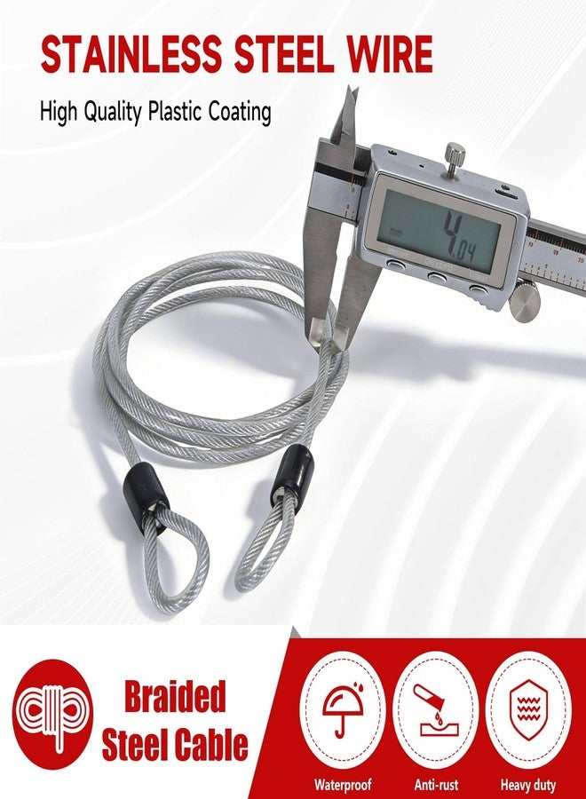 JKQAGD 5FT Loop(4mm)-Ended Steel Security Cable with Separate Anti-Theft Lock, Vinyl-Coated Cut-Resistant & Weatherproof Cable for Bicycles, Motorcycles, Luggage, Scooter Lock, - Image 1