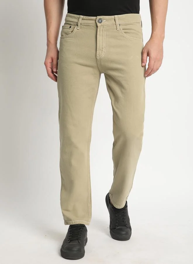 Take Two Olive Men Mid-Rise Relaxed Fit Pure Cotton Coloured Jeans By Bene Kleed for Men | Best Price UAE