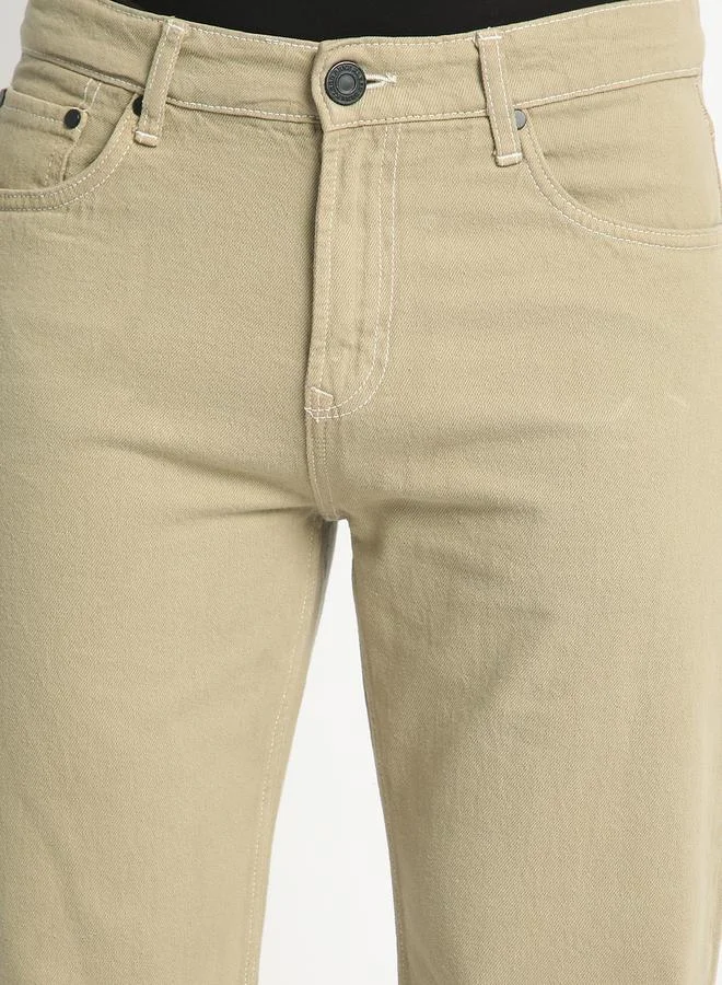 Take Two Olive Men Mid-Rise Relaxed Fit Pure Cotton Coloured Jeans By Bene Kleed for Men | Best Price UAE