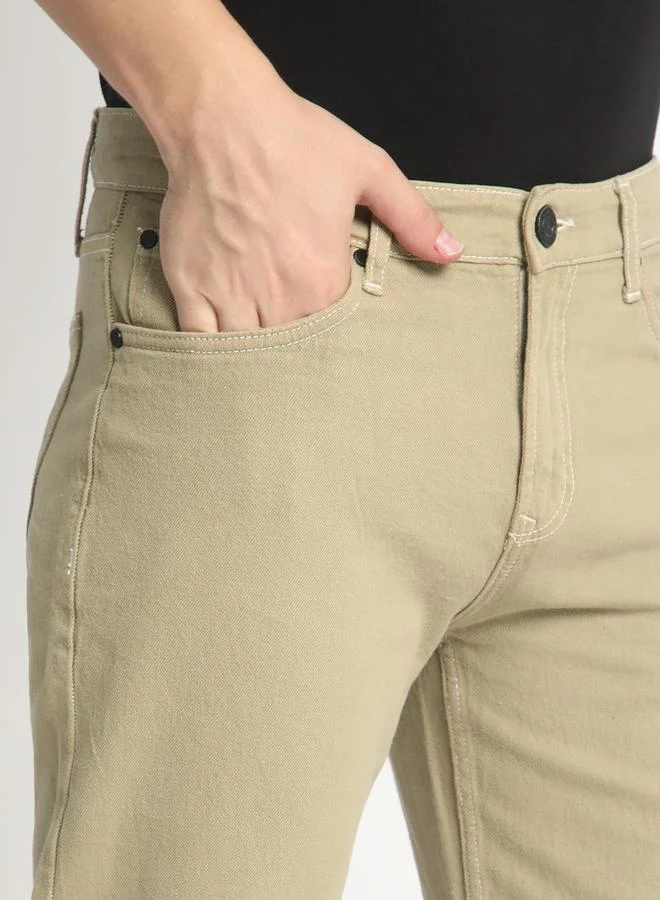 Take Two Olive Men Mid-Rise Relaxed Fit Pure Cotton Coloured Jeans By Bene Kleed for Men | Best Price UAE