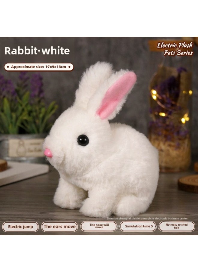 Children's Pet Simulation Rabbit Dog Doll Plush Electric Toy Vocal Walking Calling Electric Men And Women-Color:Rabbit (white)-Specification:Opp Bag  - Image 1