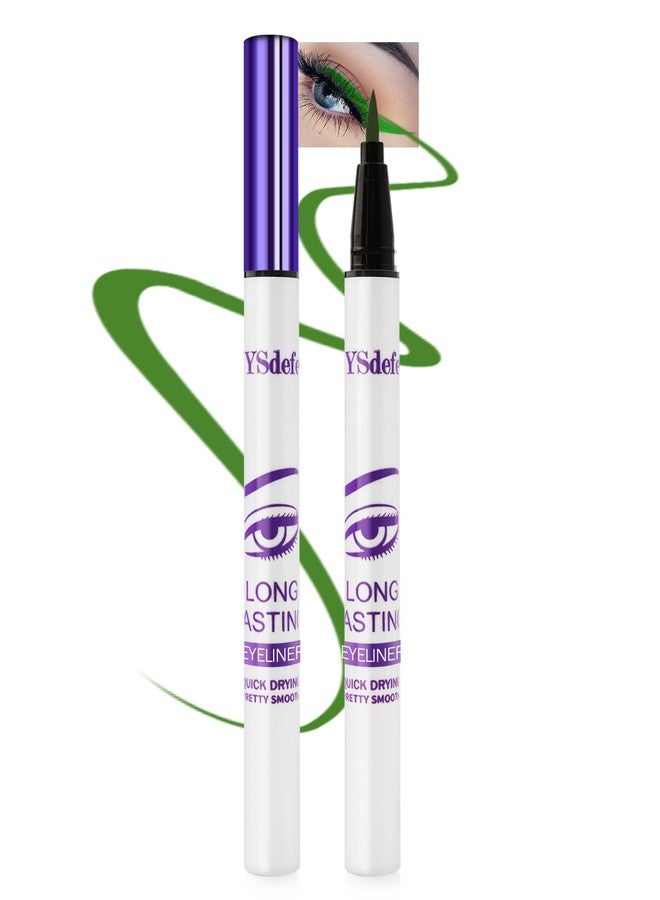 LYSdefeu Liquid Eyeliner Pen, Green Waterproof Long Lasting Colored Eye liner Pen with Precision Tip, Matte Colorful Smudgeproof High Pigmented Eyeliner Pencil, Cosplay Party Stage Eye Makeup Gift for Women-06 - Image 1