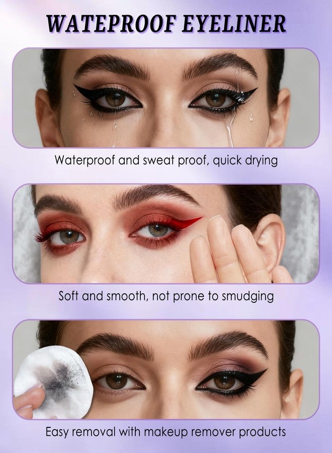 LYSdefeu Liquid Eyeliner Pen, Green Waterproof Long Lasting Colored Eye liner Pen with Precision Tip, Matte Colorful Smudgeproof High Pigmented Eyeliner Pencil, Cosplay Party Stage Eye Makeup Gift for Women-06 - Image 4