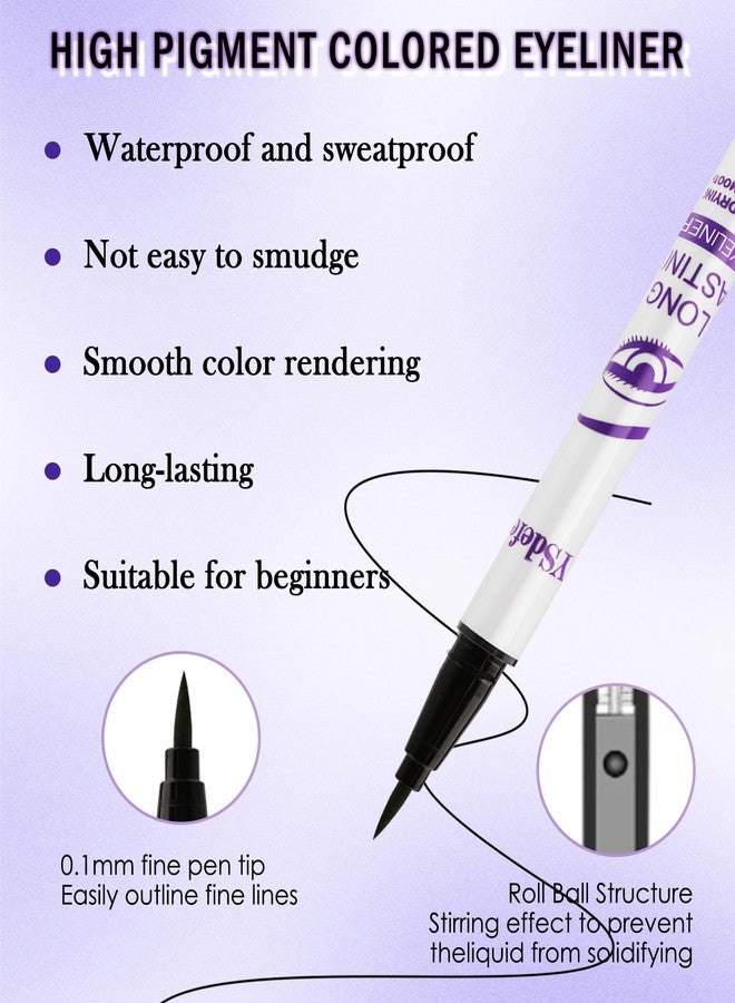 LYSdefeu Liquid Eyeliner Pen, Green Waterproof Long Lasting Colored Eye liner Pen with Precision Tip, Matte Colorful Smudgeproof High Pigmented Eyeliner Pencil, Cosplay Party Stage Eye Makeup Gift for Women-06 - Image 3