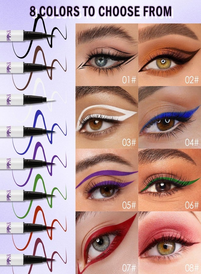 LYSdefeu Liquid Eyeliner Pen, Green Waterproof Long Lasting Colored Eye liner Pen with Precision Tip, Matte Colorful Smudgeproof High Pigmented Eyeliner Pencil, Cosplay Party Stage Eye Makeup Gift for Women-06 - Image 5