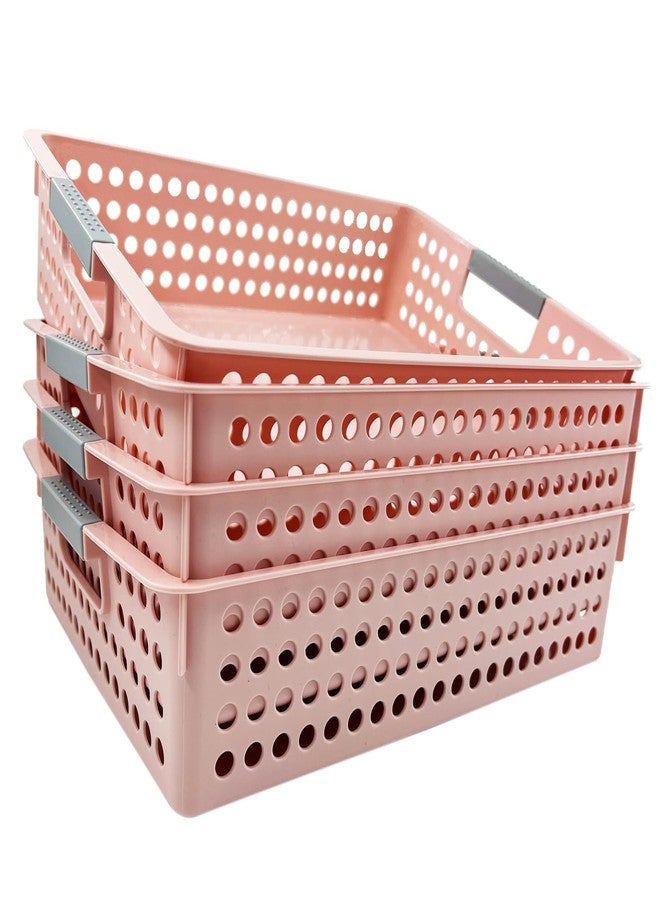 DLUCKY 4Pcs Classroom Organization and Storage Paper Tray Holds 4A Paper, Trays for Classroom Toy, Crayons, Handicrafts Storage, Also for Library, Drawers, Office, Kitchen, Bathroom(Pink) - Image 1