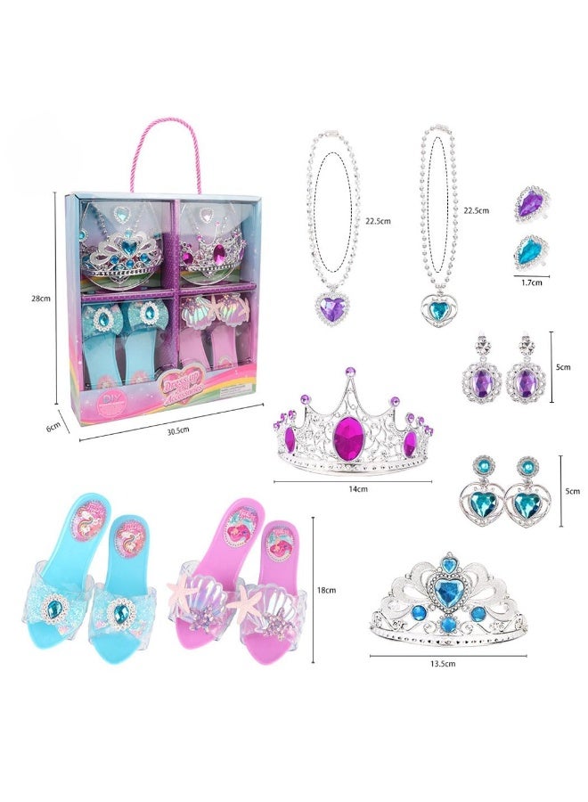 RAHAYM Princess Dress Up Toys & Jewelry Boutique, Christmas Princess Costumes Set incl Color Skirts, Shoes, Crowns, Princess Accessories, Girls Role Play Set Gift for 3 4 5 6 Year old Girl Toddler - Image 2