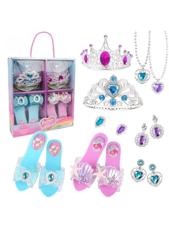 RAHAYM Princess Dress Up Toys & Jewelry Boutique, Christmas Princess Costumes Set incl Color Skirts, Shoes, Crowns, Princess Accessories, Girls Role Play Set Gift for 3 4 5 6 Year old Girl Toddler - Image 1