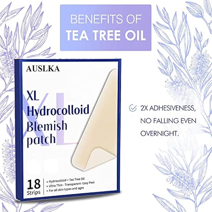 AUSLKA Large Blemish Patches, XL Pimple Patch -18 Strips - Hydrocolloid Patch for Covering Zits - Spot Stickers - Vegan and Cruelty for Face and Skin - Image 2