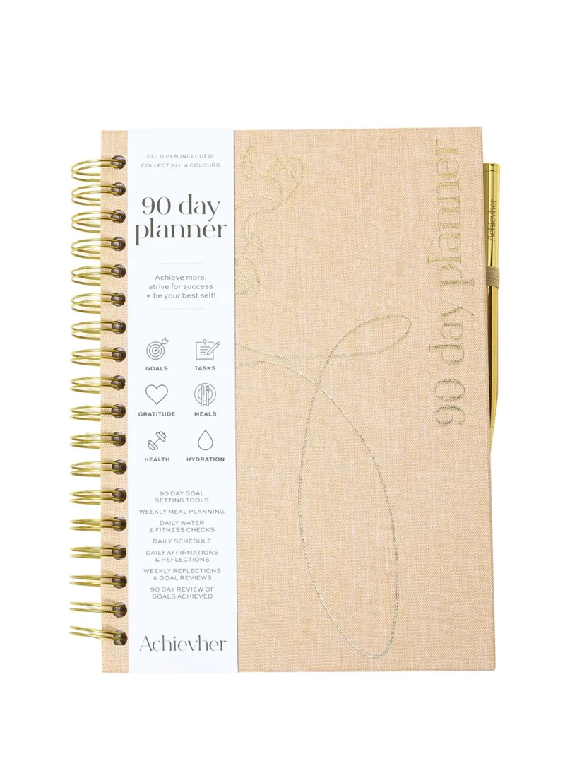 Prickly Pear Linen Ring-bound B5 Size 90 Day Planner Pen Included