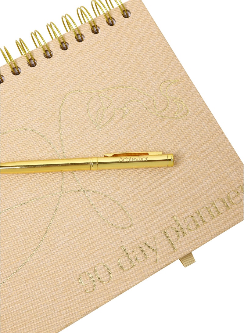 Prickly Pear Linen Ring-bound B5 Size 90 Day Planner Pen Included - Image 4
