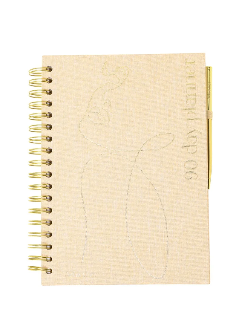 Prickly Pear Linen Ring-bound B5 Size 90 Day Planner Pen Included