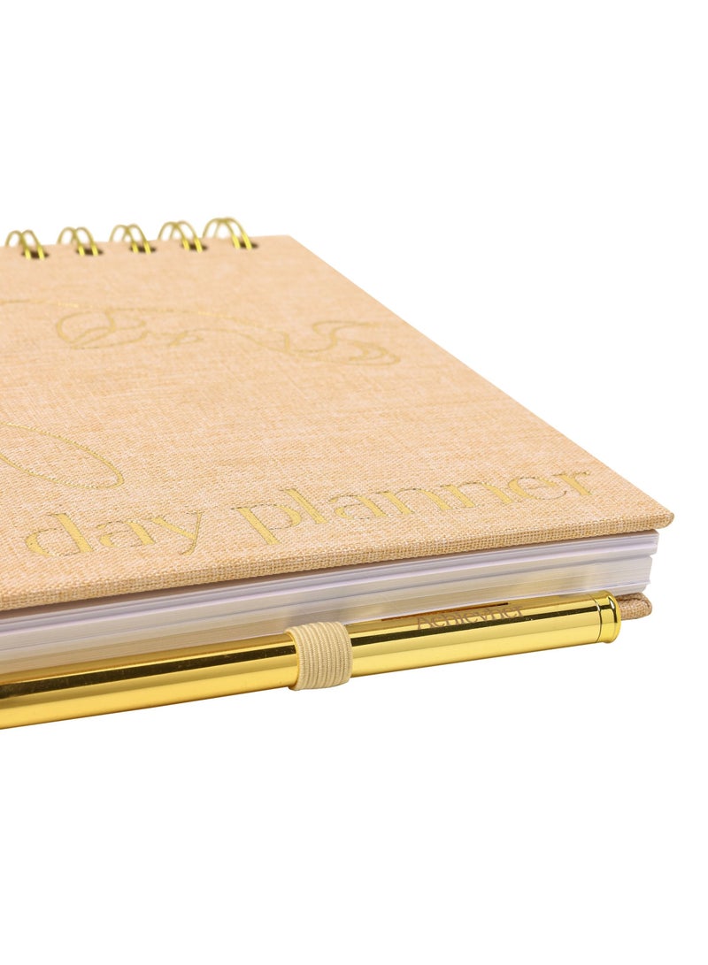 Prickly Pear Linen Ring-bound B5 Size 90 Day Planner Pen Included - Image 3