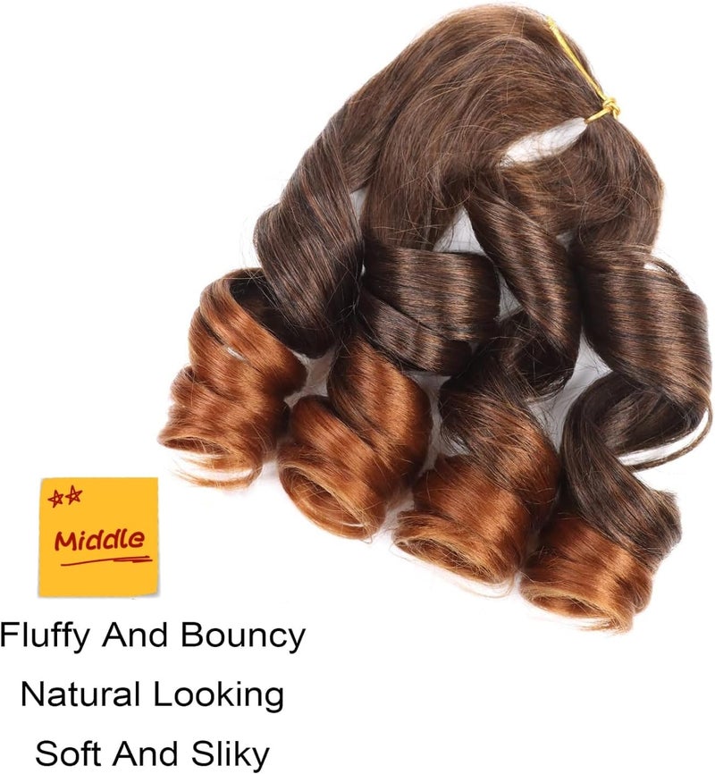 datanala French Curly Braiding Hair 14 Inch 8Pack/lot Loose Wavy Spiral Curl Braids Crochet Hair Deep Wave Synthetic Extensions Pre Stretched Bouncy(T30#) - Image 3