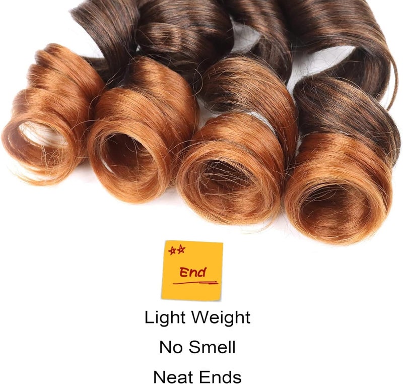 datanala French Curly Braiding Hair 14 Inch 8Pack/lot Loose Wavy Spiral Curl Braids Crochet Hair Deep Wave Synthetic Extensions Pre Stretched Bouncy(T30#) - Image 4