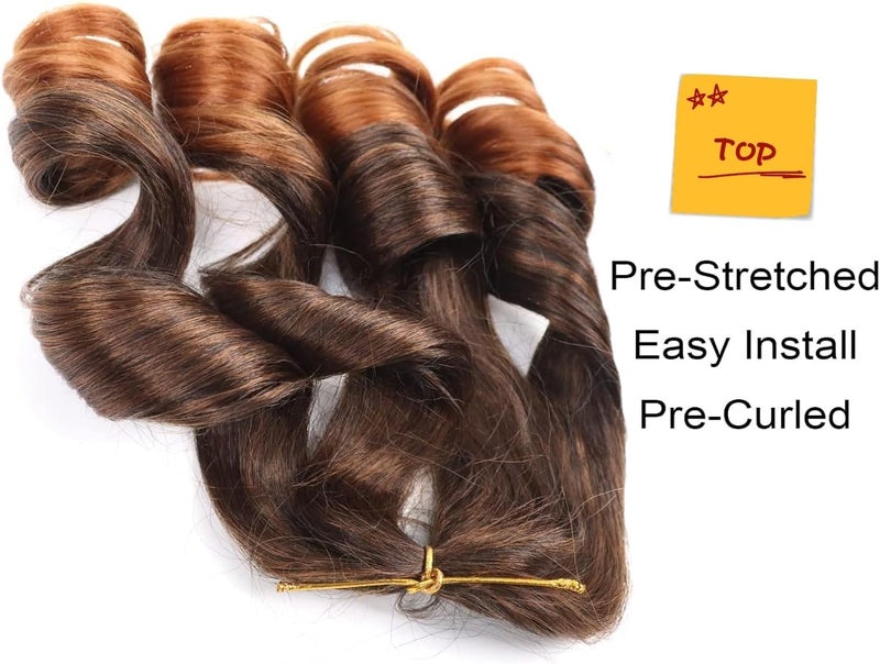 datanala French Curly Braiding Hair 14 Inch 8Pack/lot Loose Wavy Spiral Curl Braids Crochet Hair Deep Wave Synthetic Extensions Pre Stretched Bouncy(T30#) - Image 2