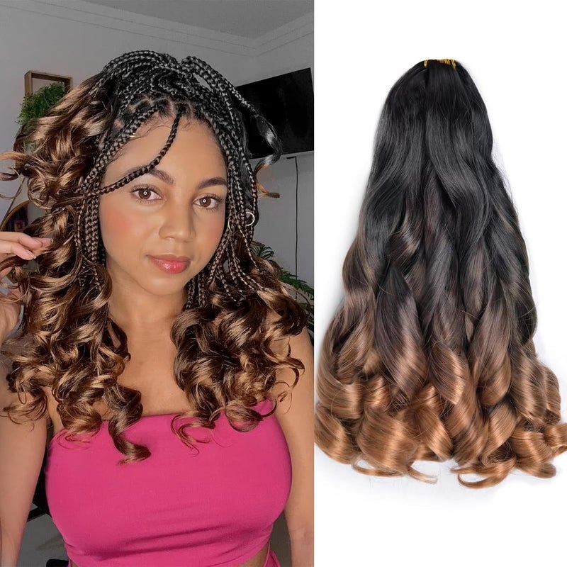 datanala French Curly Braiding Hair 14 Inch 8Pack/lot Loose Wavy Spiral Curl Braids Crochet Hair Deep Wave Synthetic Extensions Pre Stretched Bouncy(T30#) - Image 1
