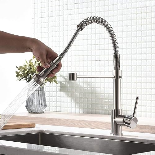 InArt Single Lever Kitchen Sink Mixer - 360° Pull-Down Sprayer Kitchen Faucet with Multi-Function Spray Head (Chrome KSF024) - Image 4