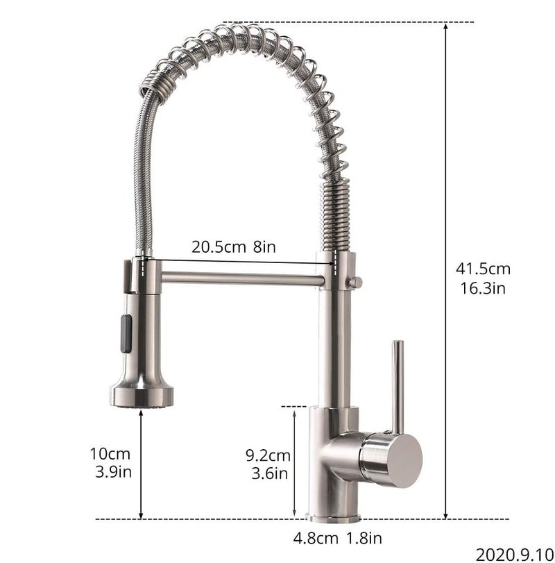 InArt Single Lever Kitchen Sink Mixer - 360° Pull-Down Sprayer Kitchen Faucet with Multi-Function Spray Head (Chrome KSF024) - Image 2