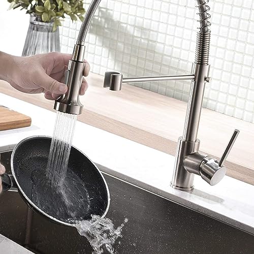 InArt Single Lever Kitchen Sink Mixer - 360° Pull-Down Sprayer Kitchen Faucet with Multi-Function Spray Head (Chrome KSF024) - Image 5