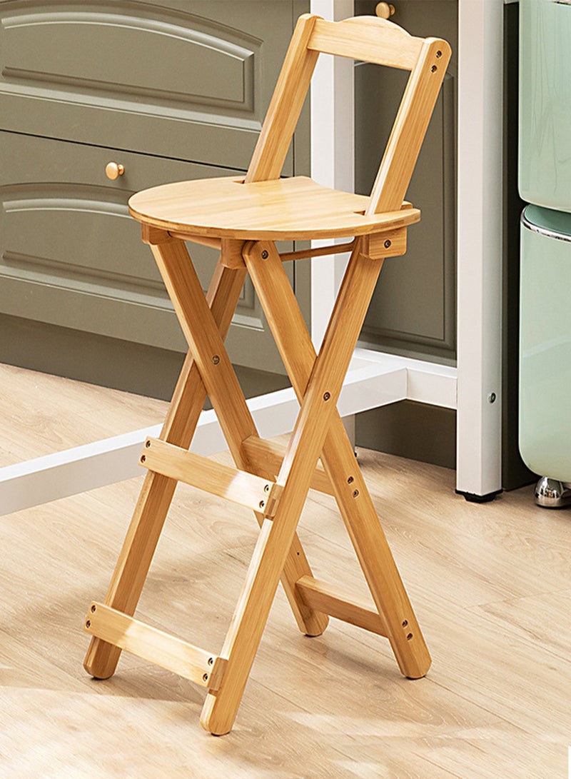 أوسو كرسي بار خشبي قابل للطي على الطراز النوردي مع مسند للظهر ومسند للقدمين، مقعد بار سميك عالي الارتفاع قابل للطي، مقعد قوي بارتفاع مناسب للمطبخ وغرفة الطعام وغرفة المعيشة والمطعم والمقهى بطول 97 سم - Image 1