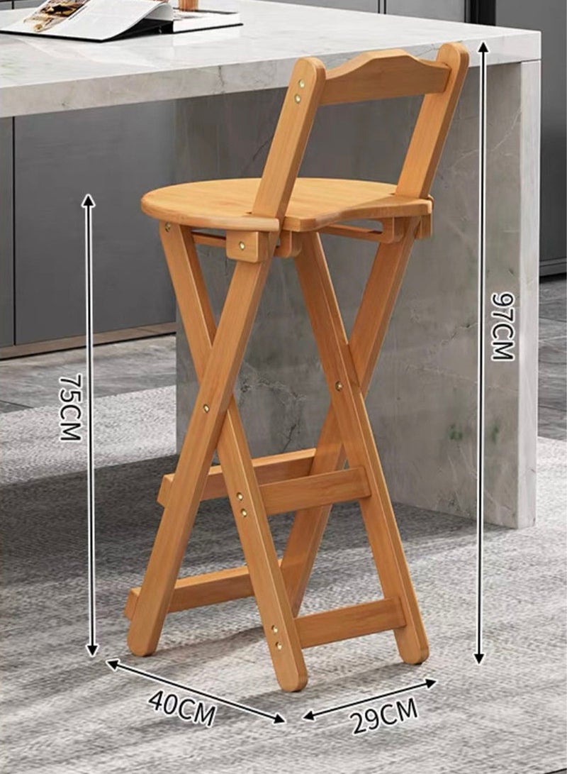 أوسو كرسي بار خشبي قابل للطي على الطراز النوردي مع مسند للظهر ومسند للقدمين، مقعد بار سميك عالي الارتفاع قابل للطي، مقعد قوي بارتفاع مناسب للمطبخ وغرفة الطعام وغرفة المعيشة والمطعم والمقهى بطول 97 سم - Image 3