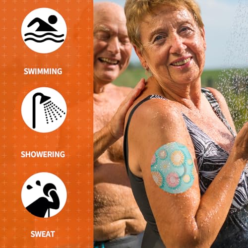 Jinyu-Sega Sensor Covers for Libre 3 Waterproof - 20pcs Adhesive Patches for Libre 3,with Easy-Peel Tab Pre-Cut Backing,CGM Sensor Tape for 10-14 Days Floral - Image 5