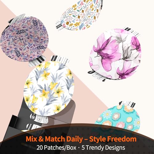 Jinyu-Sega Sensor Covers for Libre 3 Waterproof - 20pcs Adhesive Patches for Libre 3,with Easy-Peel Tab Pre-Cut Backing,CGM Sensor Tape for 10-14 Days Floral - Image 3