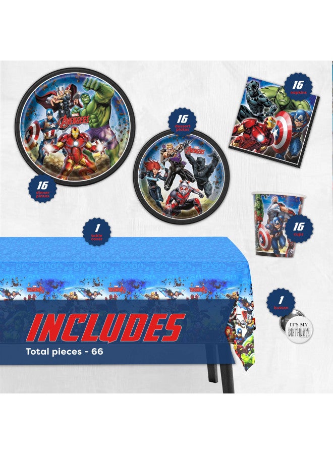 Unique Marvel Avengers Party Supplies and Decorations for Superhero Birthday Party, Serves 16 Guests, Perfect for Girls and Boys, Easy Setup and Takedown with Plates, Napkins and Cups - Image 1