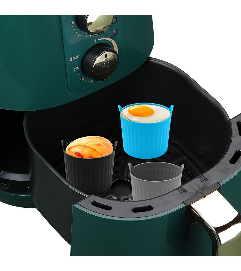 Non Stick Baking Molds Air Fryer Steaming Red Reusable Dishwasher Friendly Egg Muffin Custard - Image 5