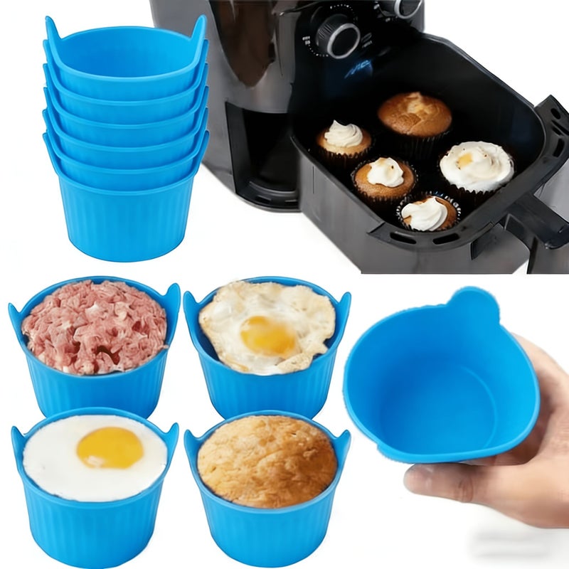 Non Stick Baking Molds Air Fryer Steaming Red Reusable Dishwasher Friendly Egg Muffin Custard - Image 4